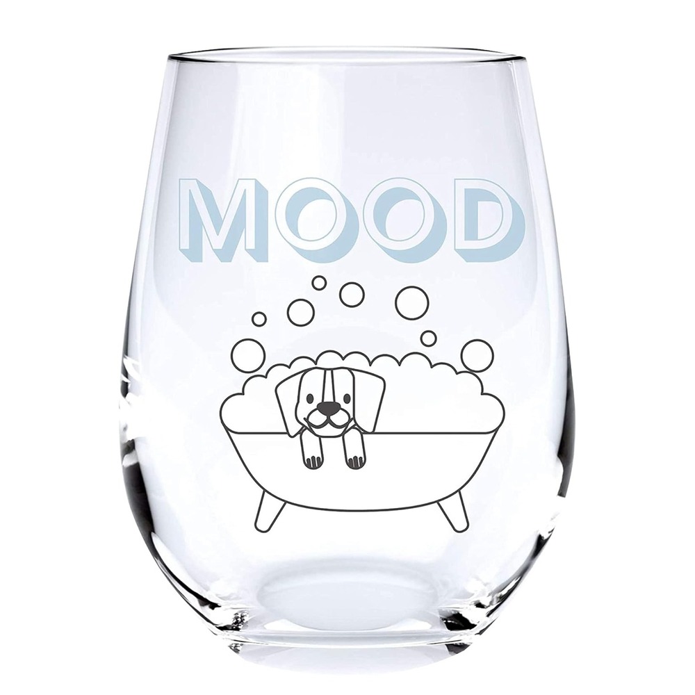 Dog‎ Bath Mood Stemless Wine Glass 17 oz Novelty Fun Gift New